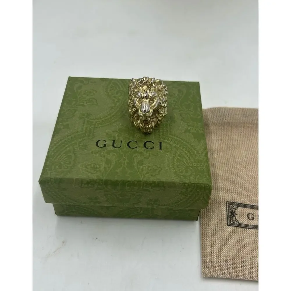 Authentic Unisex Gucci Lionhead motif ring size 8.5 made in Italy